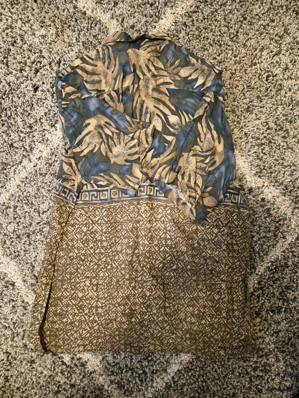 Campia Moda Men's Printed Button Down Shirt Blue & Brown XL